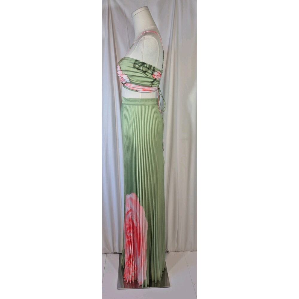 L'IDEE Woman Jardin Fluer Rose Green Pink Top Maxi Skirt Set US 2 - Picture 8 of 16